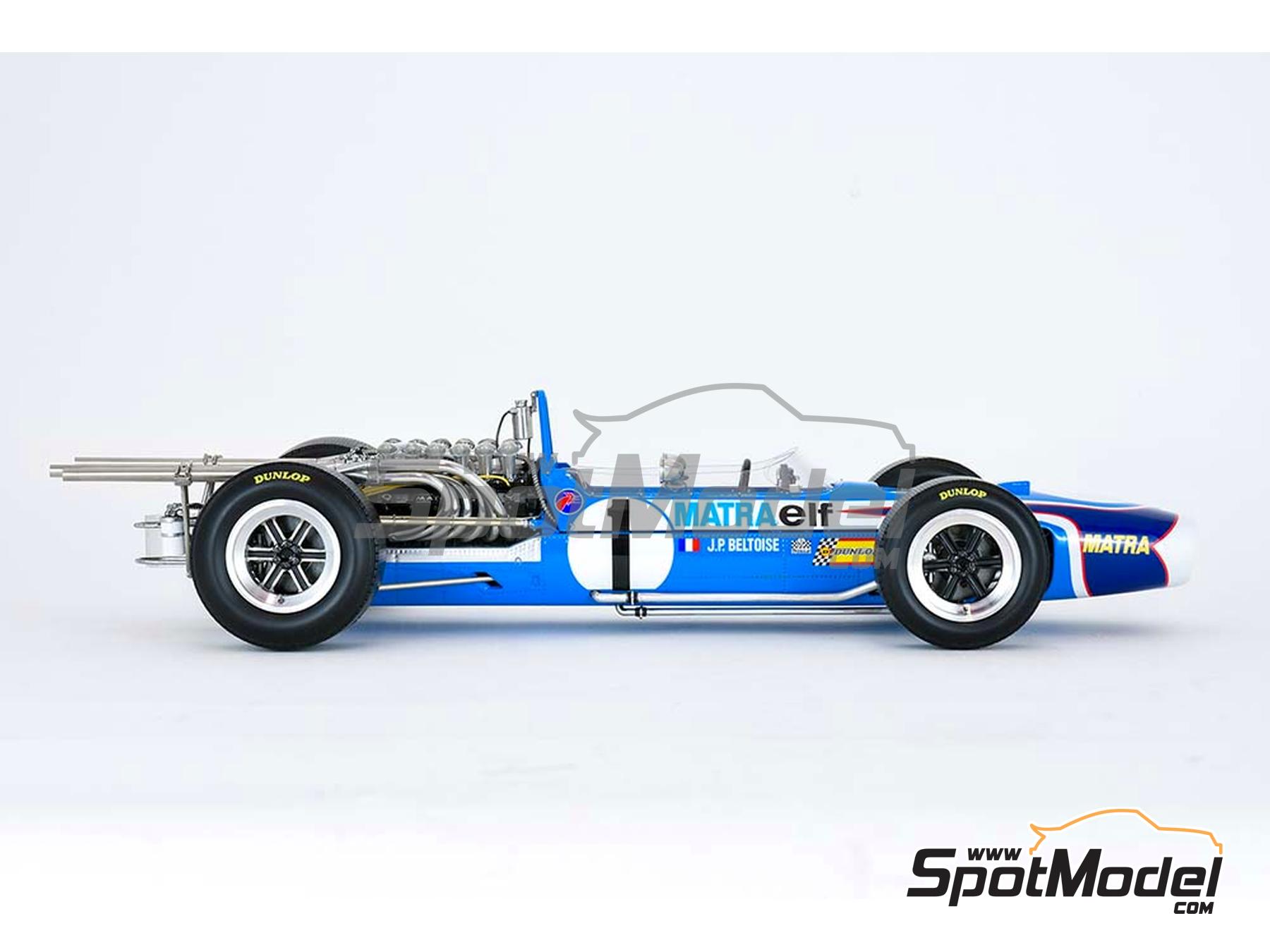 Matra MS11 Matra Sports Team sponsored by Elf - Monaco Formula 1 Grand Prix  1968. Car scale model kit in 1/12 scale manufactured by Model Factory Hiro